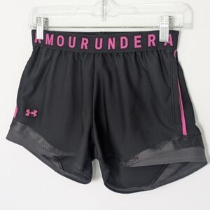 Under Armour Size Xs Women's Play Up Shorts 3.0 TRICO Black Pink Running EUC